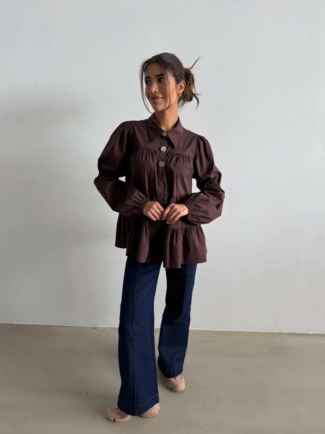 Sale Continue Sanna Gold Buttons 15085 Dark Brown