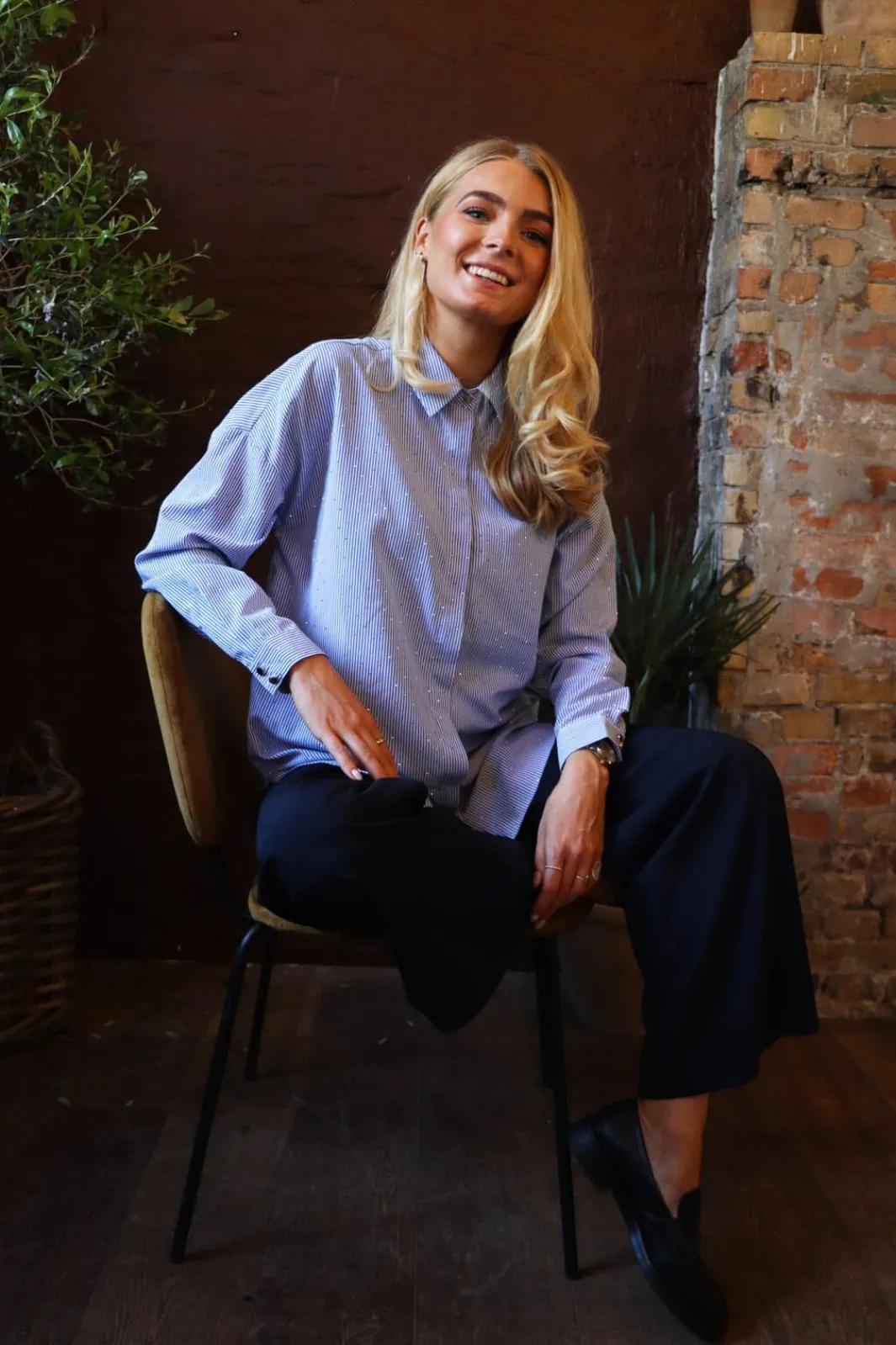 Clearance Liberte Sara Ls Shirt 21223 Blue Diamond Stripe
