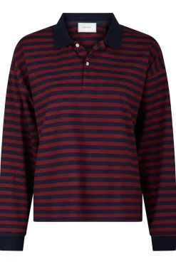 Clearance Neo Noir Sara Wide Stripe Polo Blouse 164258 Navy