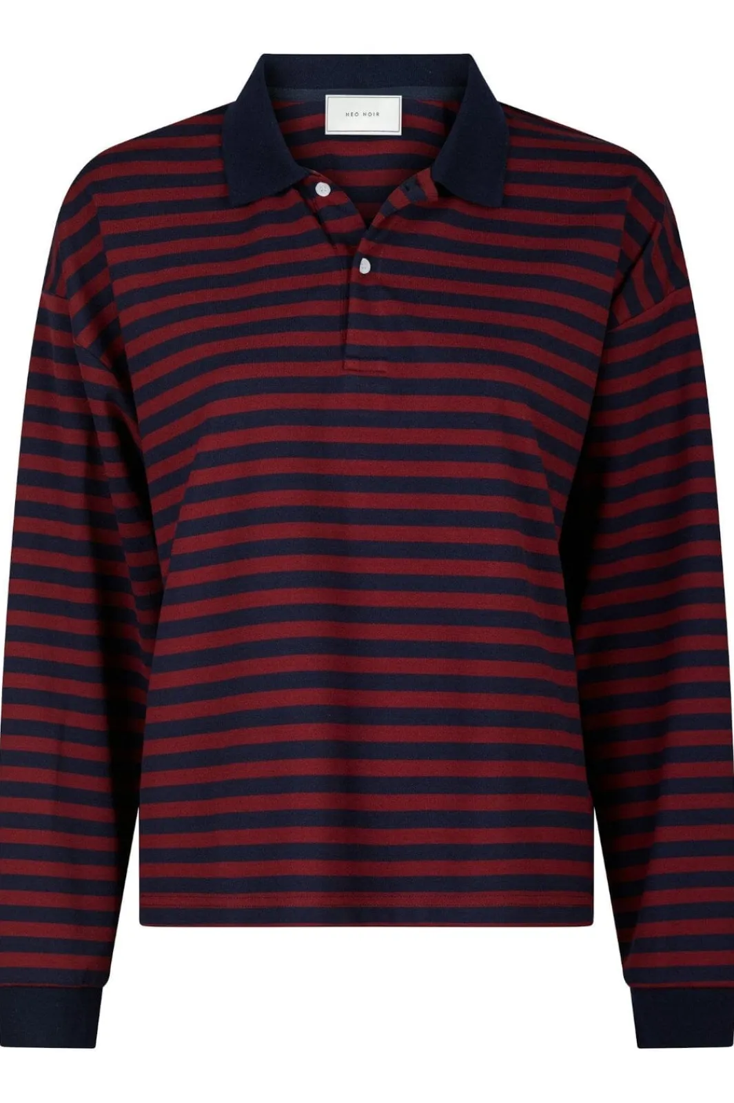 Clearance Neo Noir Sara Wide Stripe Polo Blouse 164258 Navy
