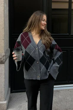 BYIC Saschaic Cardigan D076 Grey Argyle
