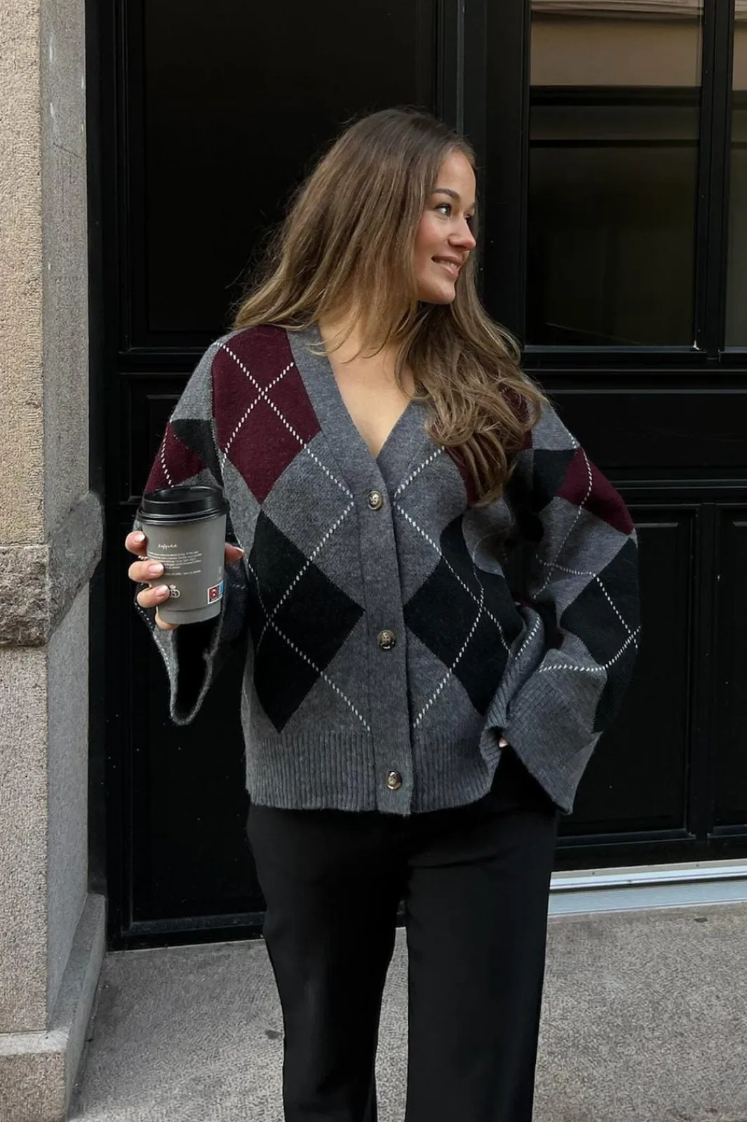 BYIC Saschaic Cardigan D076 Grey Argyle