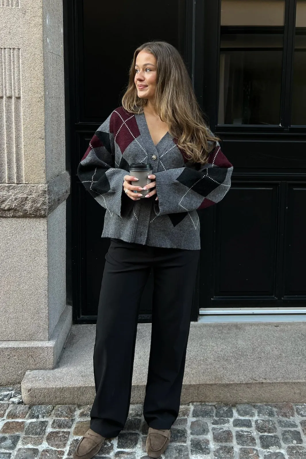 BYIC Saschaic Cardigan D076 Grey Argyle