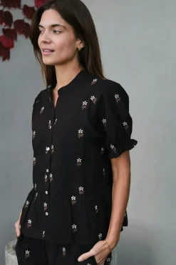 Neo Noir Savy Flower Emb Blouse 166791 100