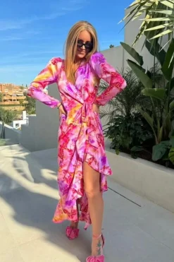 Outlet Valentin Studio Senorita Watercolour Dress Rose