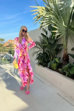 Outlet Valentin Studio Senorita Watercolour Dress Rose