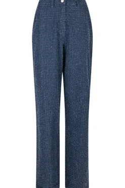 Online Neo Noir Shaya Denim Structure Pants 164345 Dark Blue