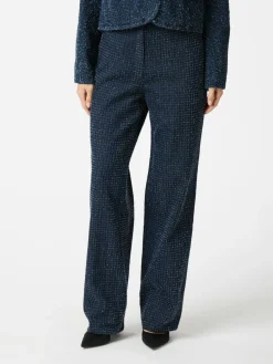 Online Neo Noir Shaya Denim Structure Pants 164345 Dark Blue
