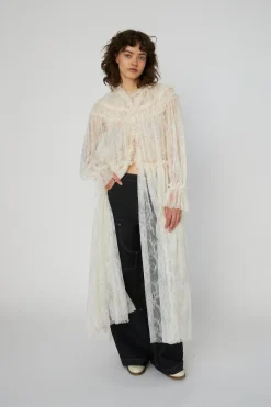 Discount Stella Nova Sheer Lace Maxi Cape Dressls54-4306 029 Creme