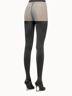 Online Wolford Shiny Sheer Tights Black/Pewter