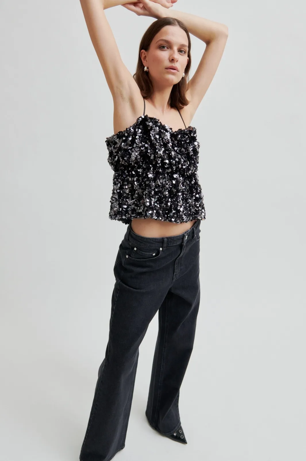 Clearance Second Female Shiny Strap Top 60229 7049 Gungrey Metal