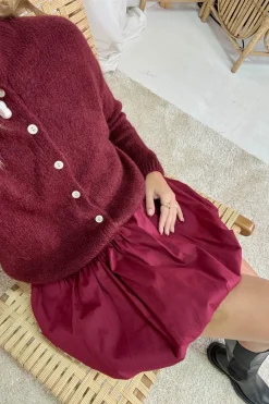 A-bee Short Balloon Skirt Burgundy