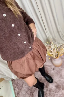 Online A-bee Short Balloon Skirt Dark Brown