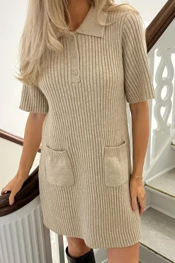 Hot BYIC Sific Knit Dress 1198 Ribbed Beige