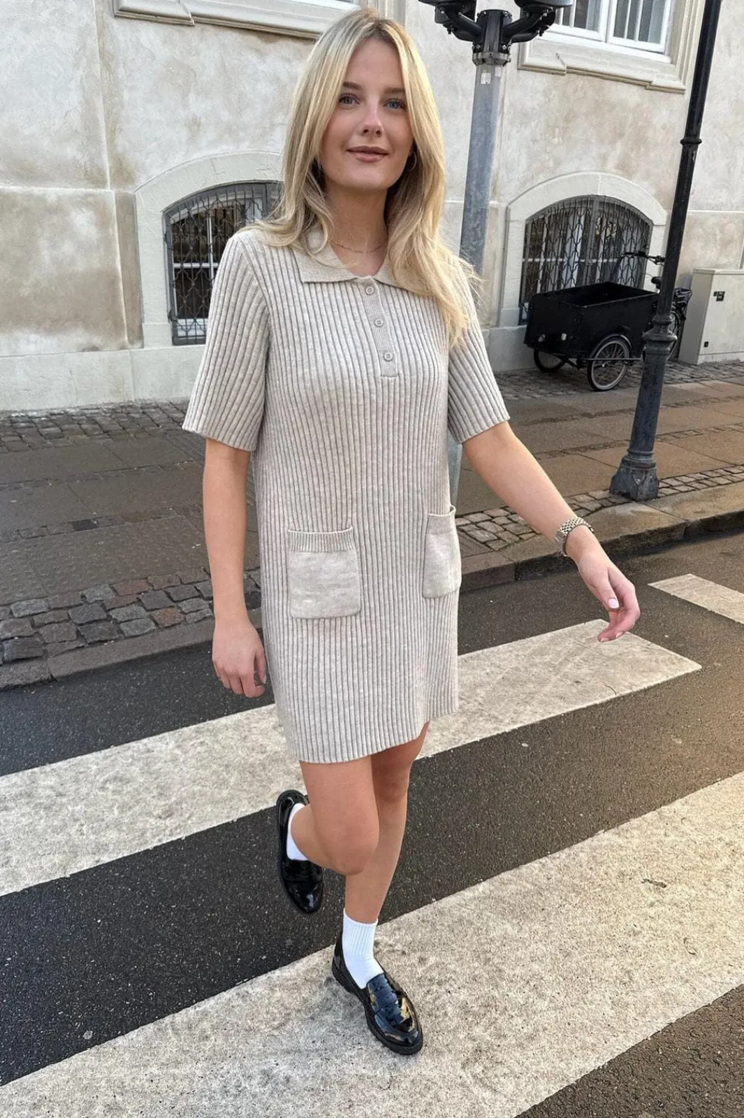 Hot BYIC Sific Knit Dress 1198 Ribbed Beige