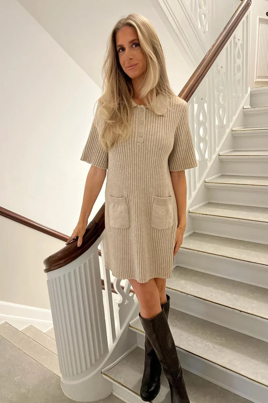 Hot BYIC Sific Knit Dress 1198 Ribbed Beige