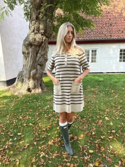 Clearance BYIC Sific Knit Dress H097-3 Brown Stripes