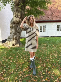 Clearance BYIC Sific Knit Dress H097-3 Brown Stripes