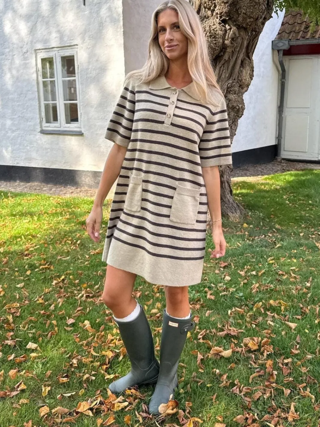 Clearance BYIC Sific Knit Dress H097-3 Brown Stripes