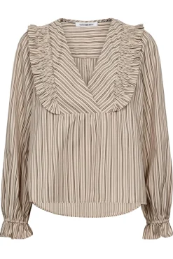 Hot Co´Couture Siggaccstripesmockfrillblouse 35634 108 Powder