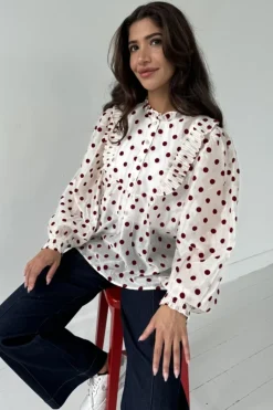 Continue Silke Dot 14959 White W Bordaux Dot