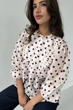 Continue Silke Dot 14959 White W Bordaux Dot