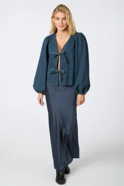 Discount Neo Noir Silvi Overdyed Dot Blouse Ash Blue