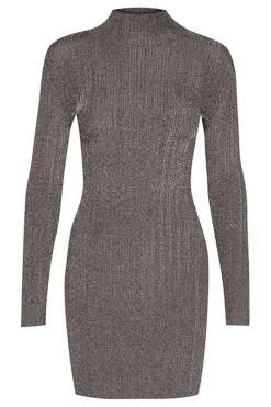Online Gestuz Silvigz Ls Short Dress 10909595 106076 Warm Grey Metallic