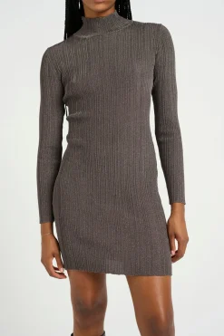 Online Gestuz Silvigz Ls Short Dress 10909595 106076 Warm Grey Metallic
