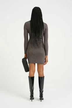 Online Gestuz Silvigz Ls Short Dress 10909595 106076 Warm Grey Metallic
