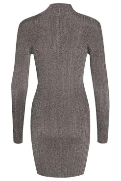 Online Gestuz Silvigz Ls Short Dress 10909595 106076 Warm Grey Metallic