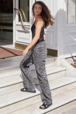 New Neo Noir Simona Leopard Pants Grey Leopard