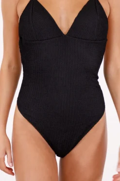 New Neo Noir Skin Sand Crepe Swimsuit Black