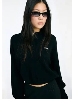 Hot Rotate Slinky Knit Polo 115137100 BLACK