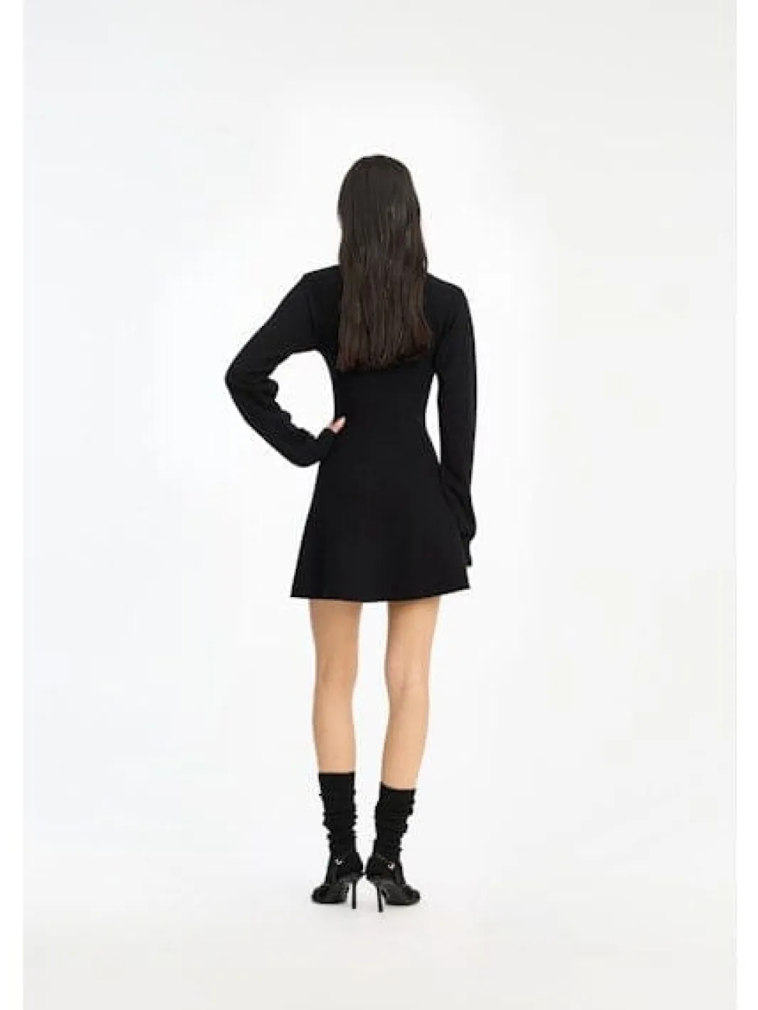 Sale Rotate Slinky Knit Polo Dress 115488100 BLACK