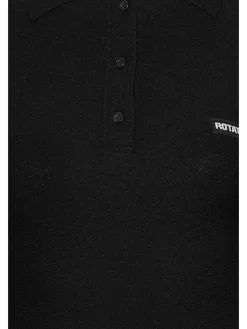 Sale Rotate Slinky Knit Polo Dress 115488100 BLACK