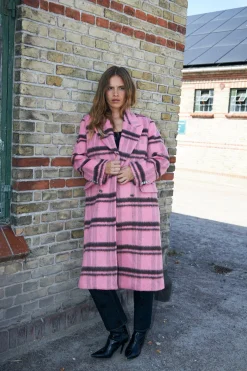 Discount Cras Slone Coat C496 8114 Pink Check