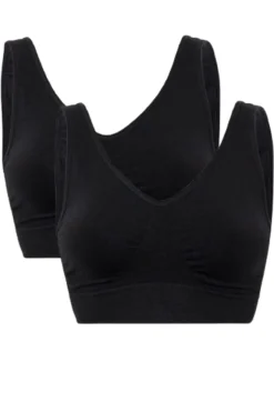 New Soft basic Soffi Bra top wide strap 2 pak black