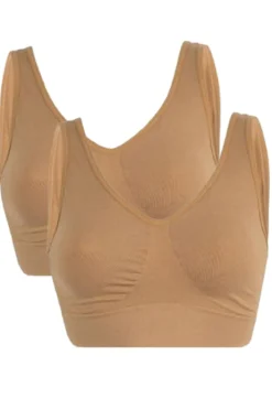 Soft basic Soffi Bra top wide strap 2 pak nude