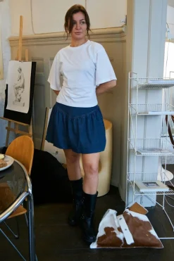 New Neo Noir Solar Denim Balloon Skirt 165053 140