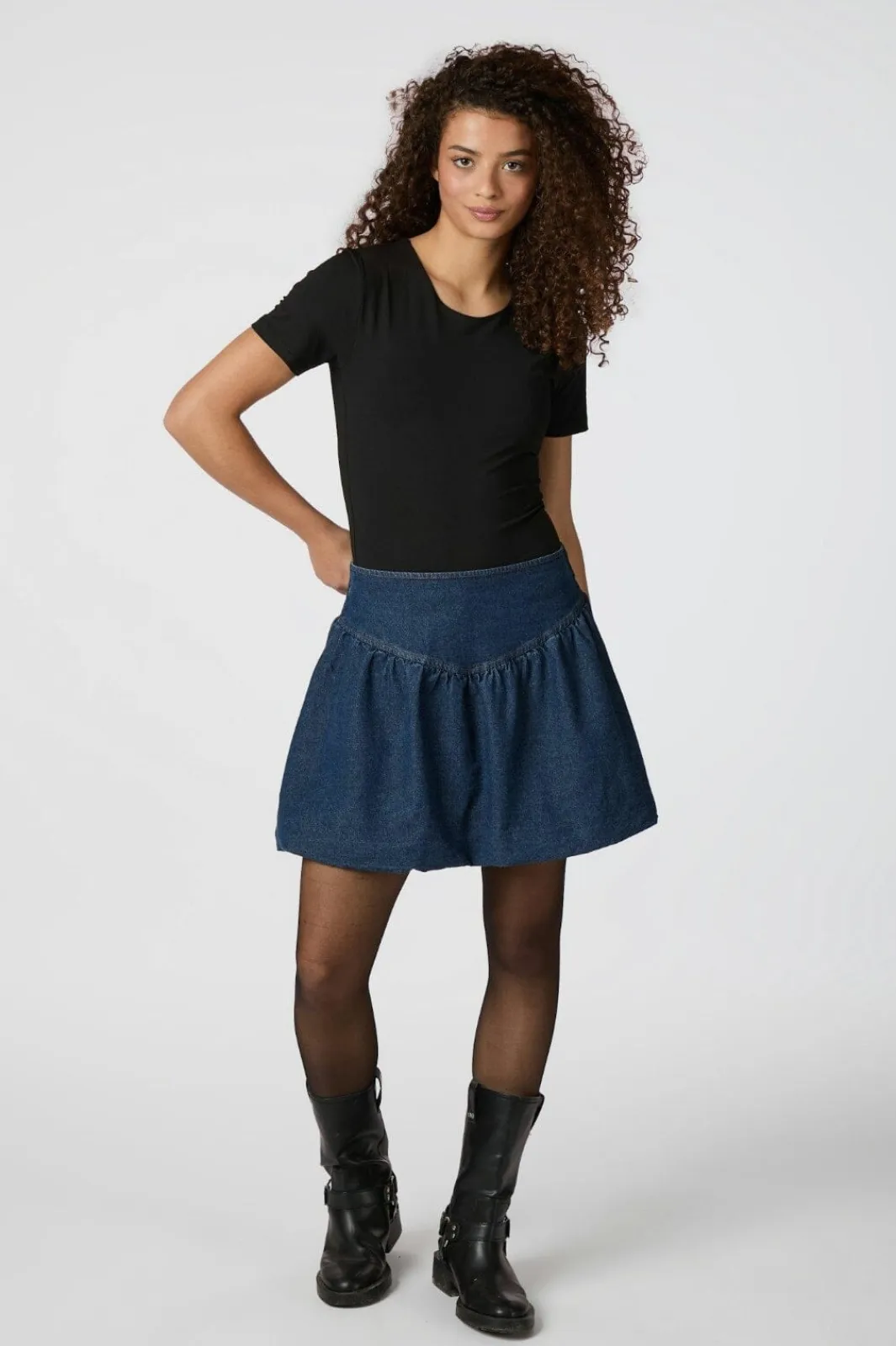 New Neo Noir Solar Denim Balloon Skirt 165053 140