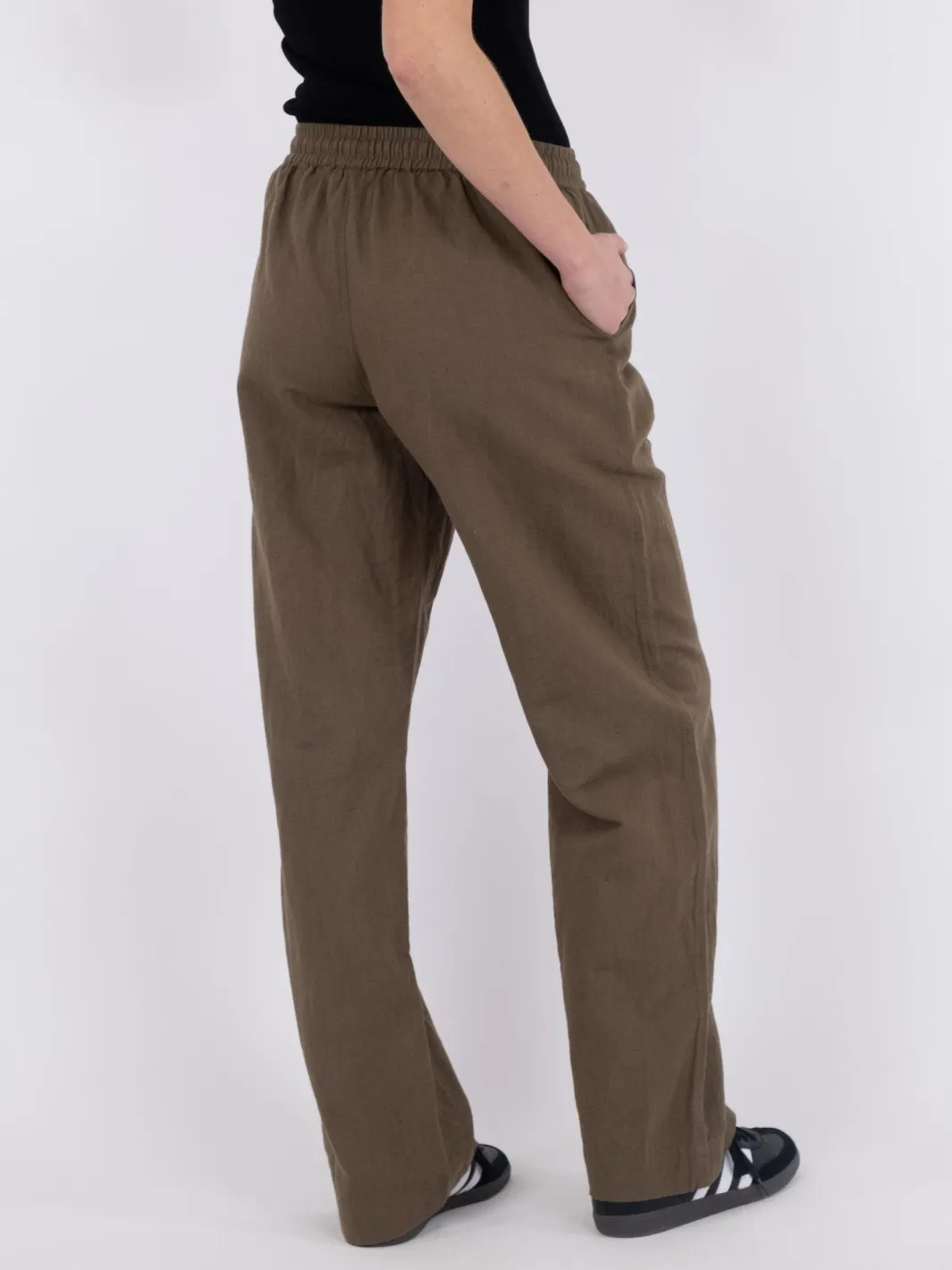 Neo Noir Sonar Linen Pants Army