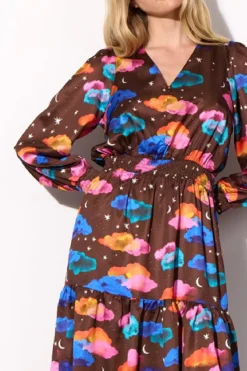 Sale Hunkøn Sonja Dress 25622 Cocoa Sky Art Print