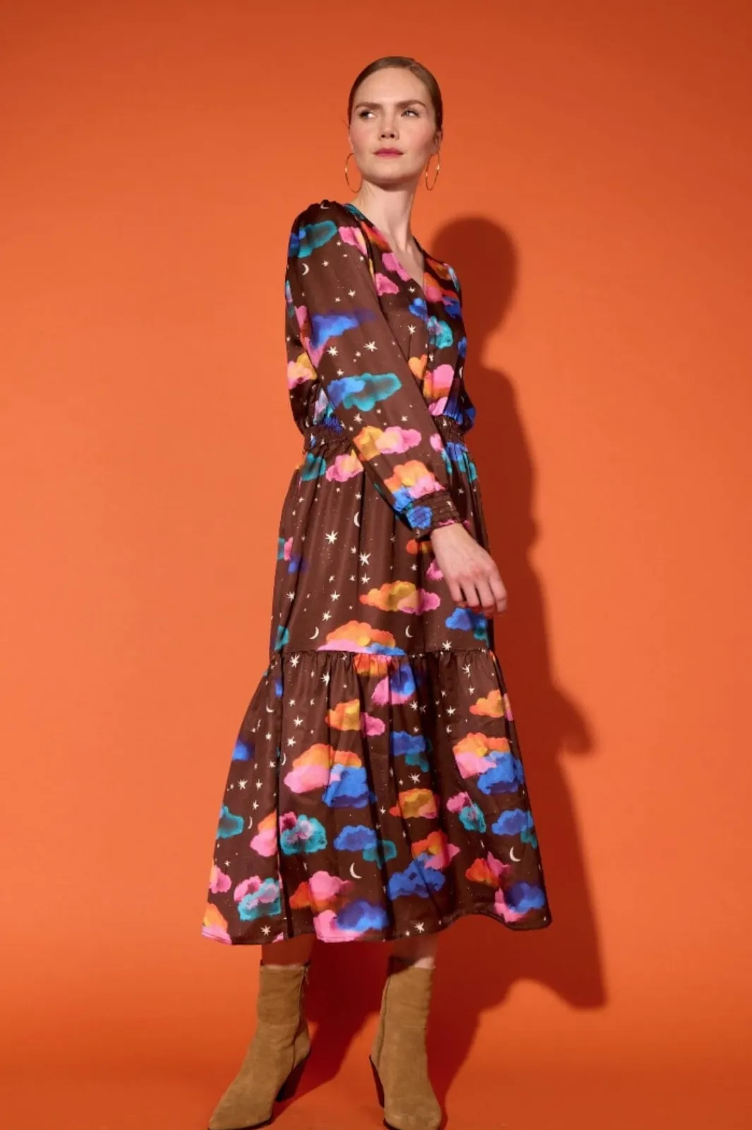 Sale Hunkøn Sonja Dress 25622 Cocoa Sky Art Print