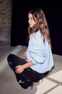 Clearance Haute L'Amitié Sophie Stripe Shirt HL10456 Pale Blue