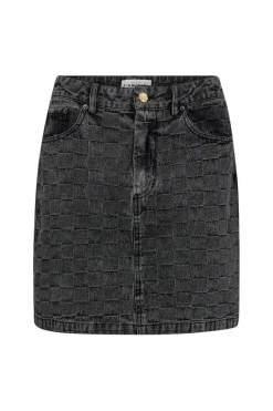 Discount Haute L'Amitié Square Denim Crop Skirt HL10054 Black