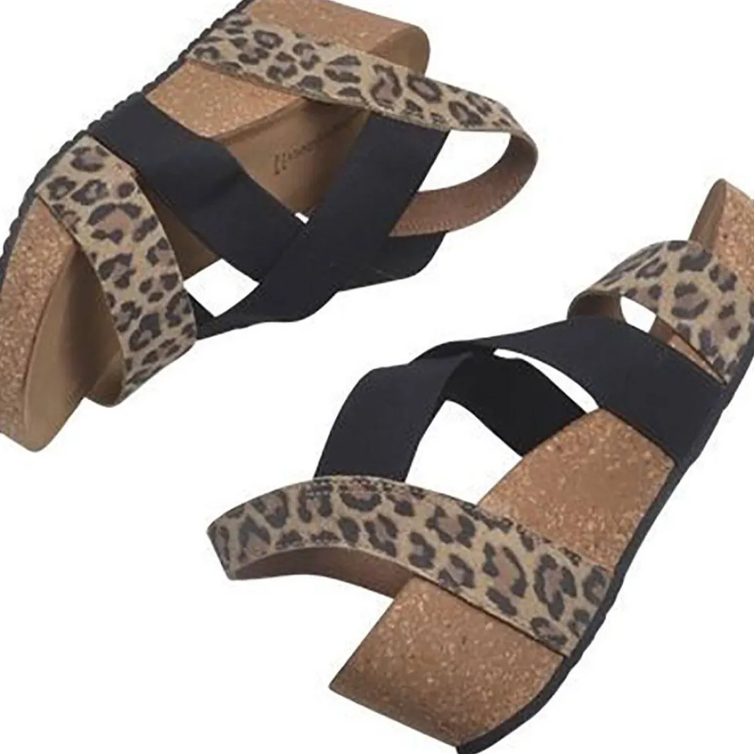 Outlet Copenhagen Shoes Stacia Leopard 22 Brown Leopard/Black Elastic