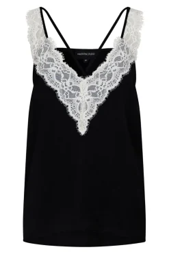 Valentin Studio String Contrast Top Black