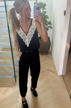 Valentin Studio String Contrast Top Black