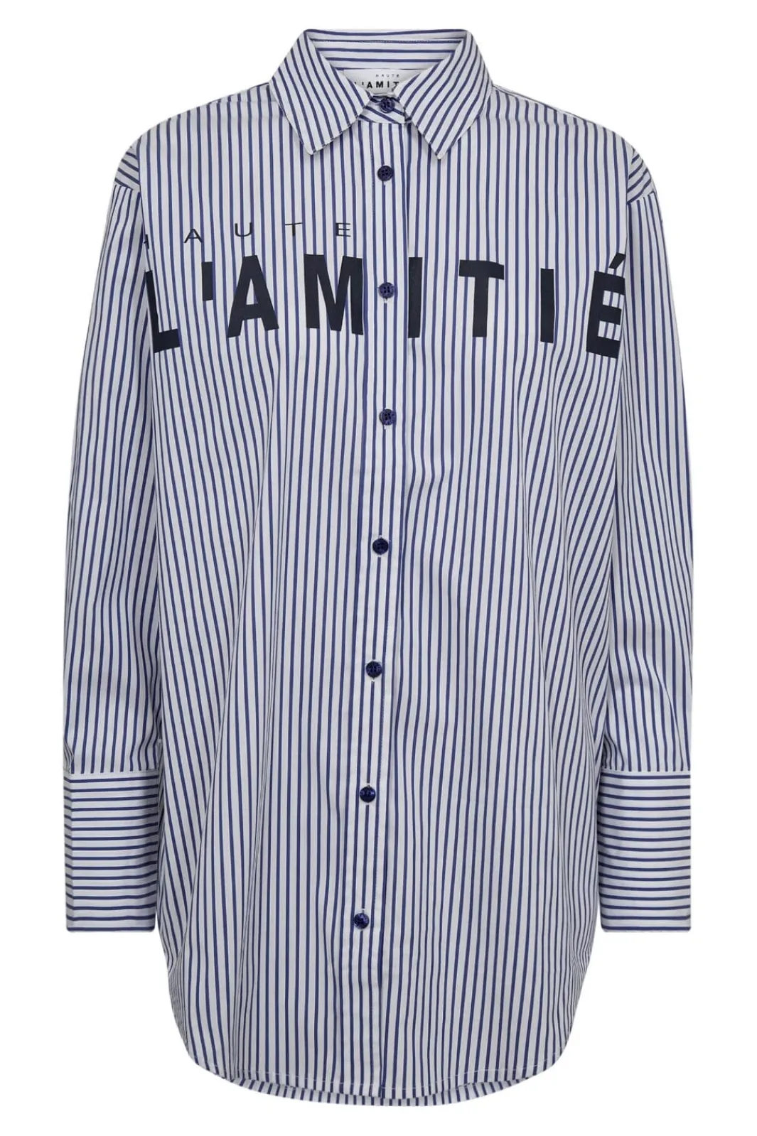 New Haute L'Amitié Stripe Chest Logo Shirt HL10300 White Blue Stripe